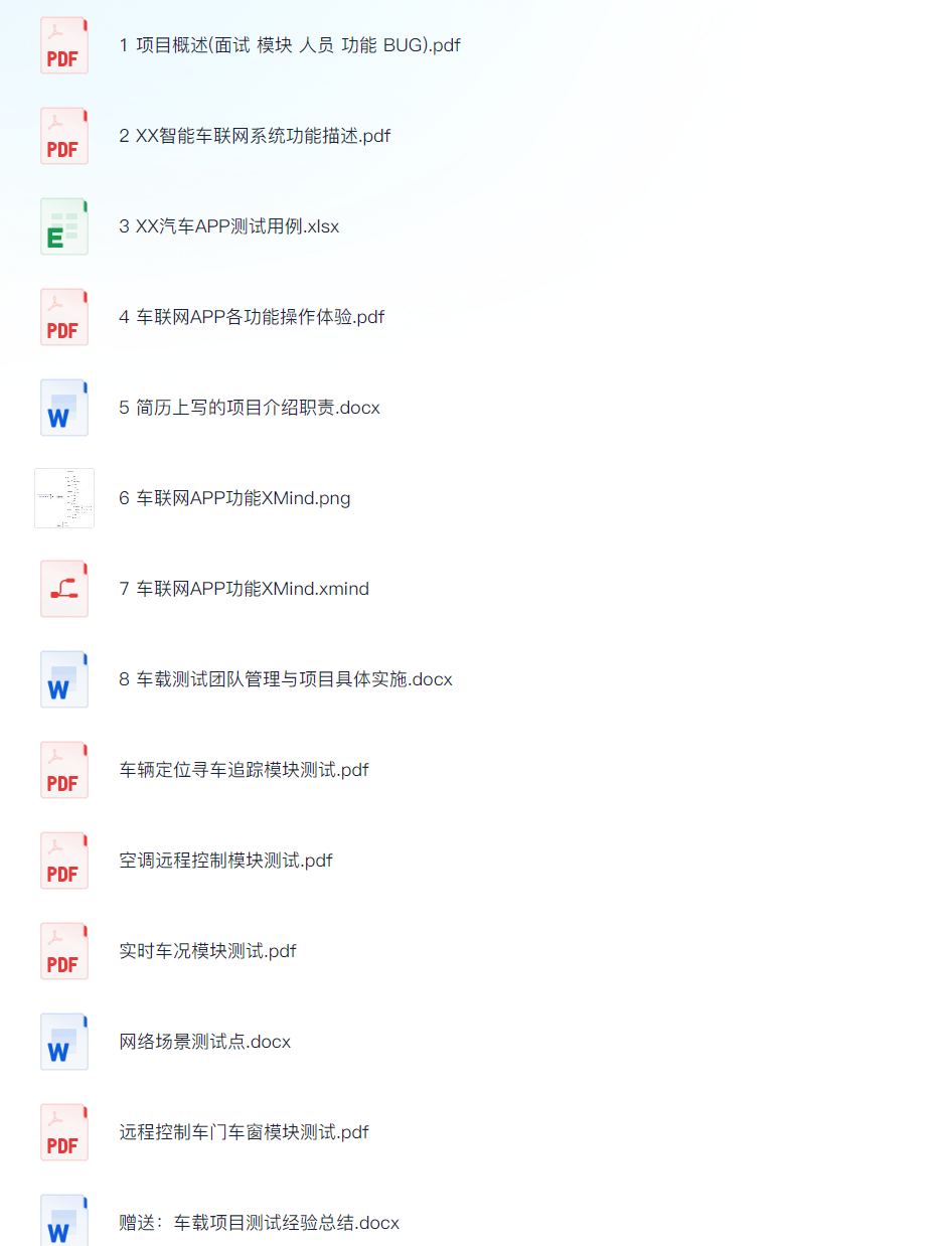 车联网测试资料，包括培训课程，各种文档，面试题等-李白你好