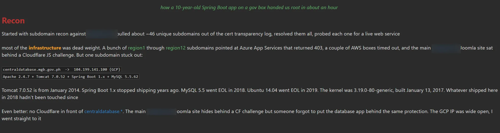 黑客自述：一小时拿下菲律宾矿业和地球科学局 MGB 中央数据库：从 Spring Boot 老古董到 Root 全过程记录李白你好-实战攻防李白你好